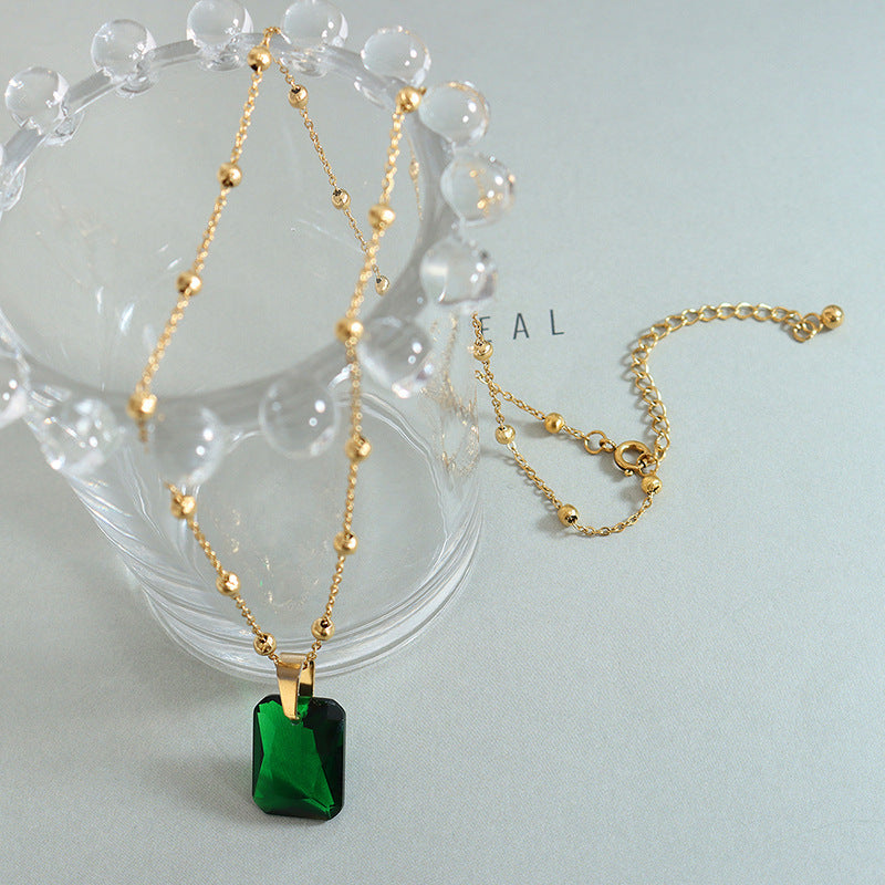 Emerald Zircon Pendant Necklace & Green Zircon Jewelry Set