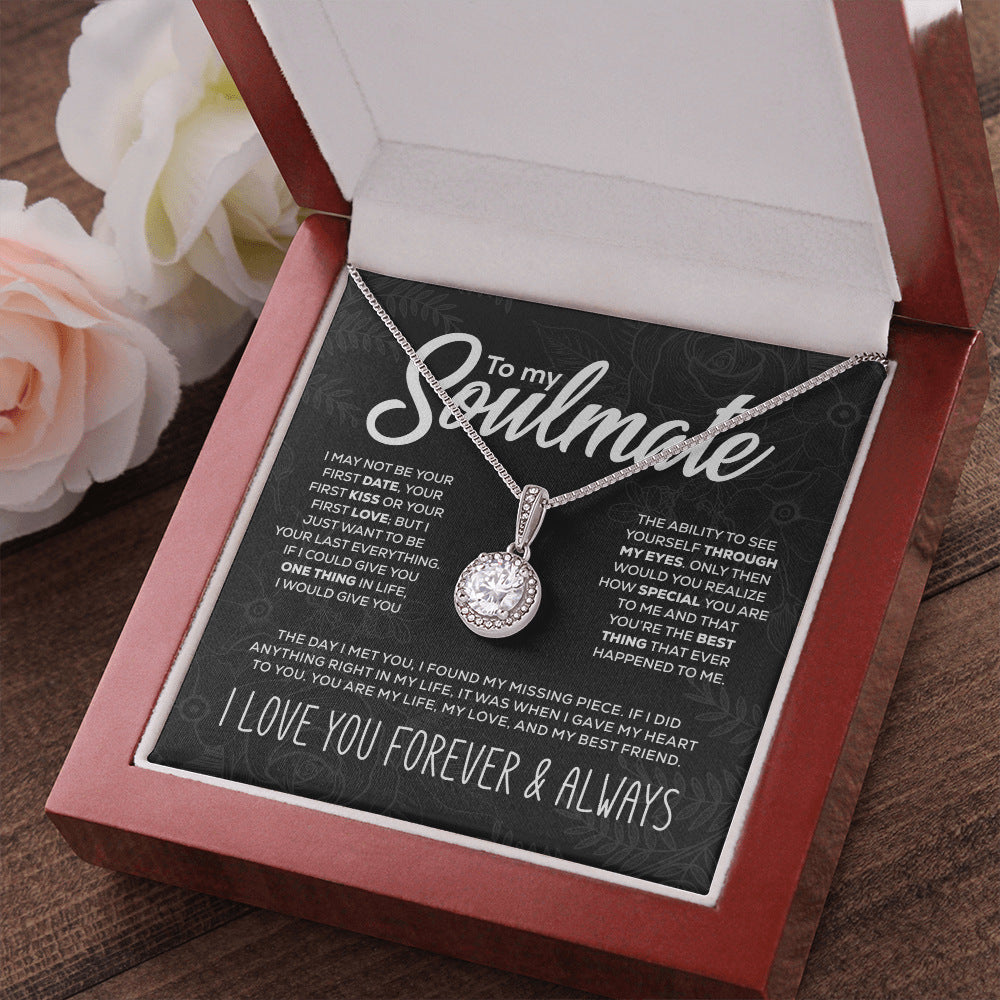 Personalized Necklace with Round Zircon Pendant in Luxury Gift Box