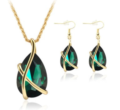 Europe and the United States cross-border e-commerce jewelry set pendant necklace earrings nostalgic crystal holiday party wedding supplies