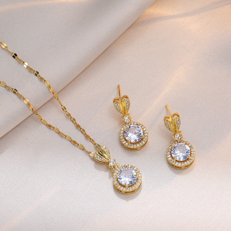 Zircon Set Necklace and Earrings