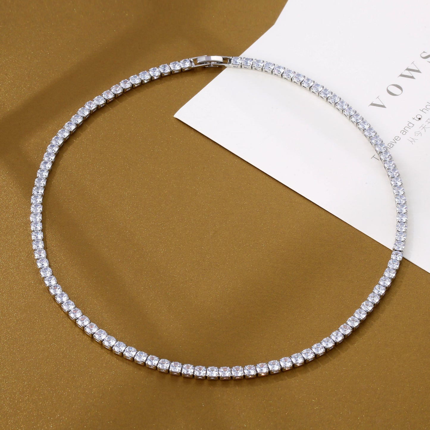 Unisex Tennis Chain Necklace with Dazzling Zircon Stones