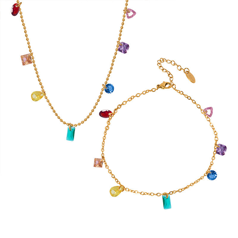 Elegant Rainbow Zircon Stones Jewelry Set – Minimalistic Charm