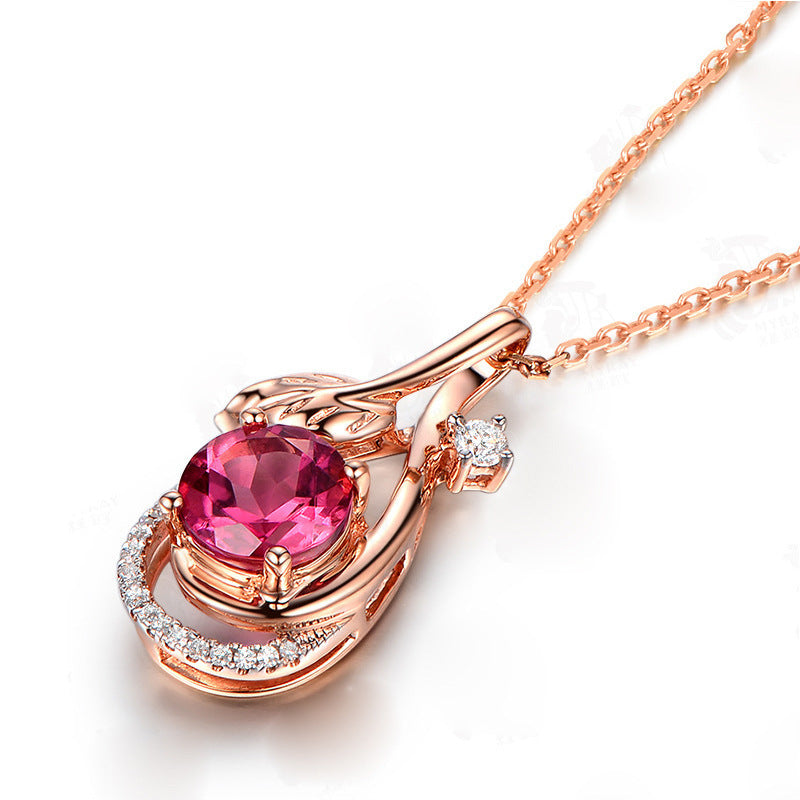 Red Tourmaline Jewelry Set with Rose Gold Finish