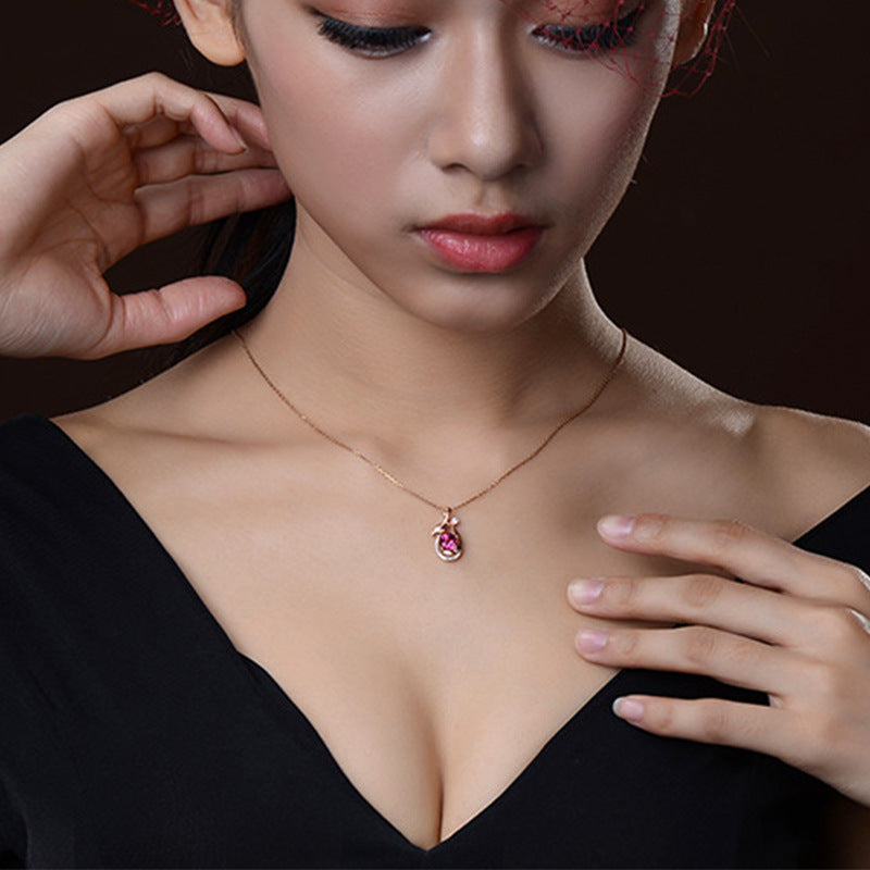 Red Tourmaline Jewelry Set with Rose Gold Finish