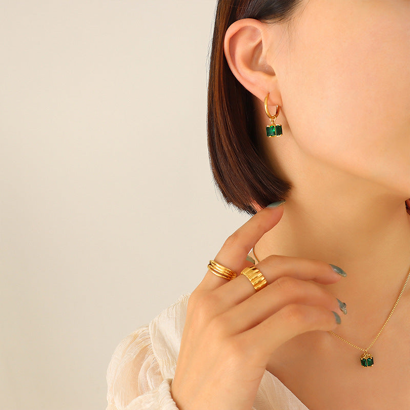 Green Zircon Necklace and Earrings