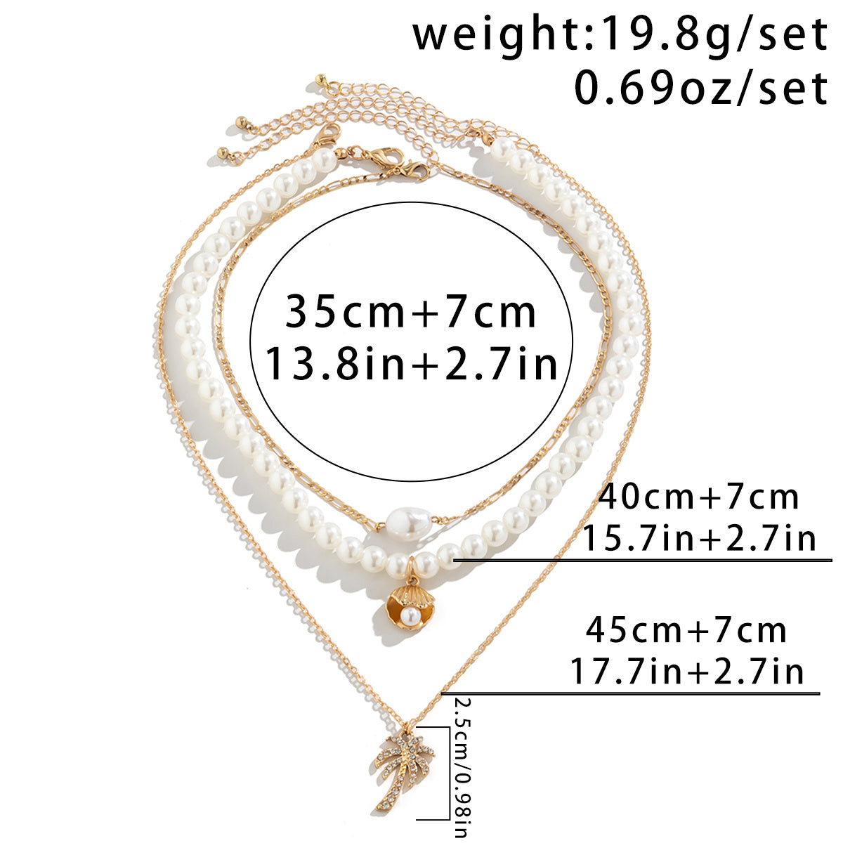 3-piece Set Of Starfish Shell Pearl Necklace