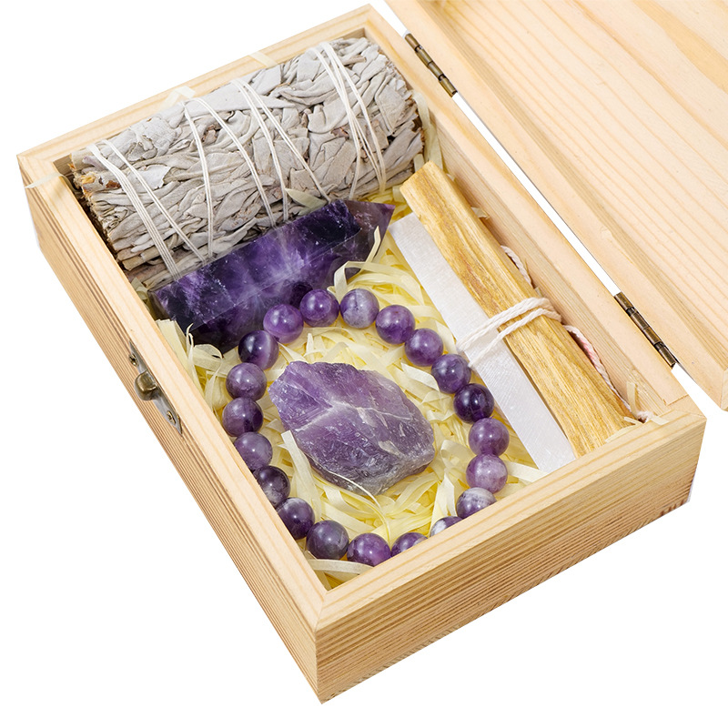 Natural Crystal Amethyst Gift Box  Souvenir