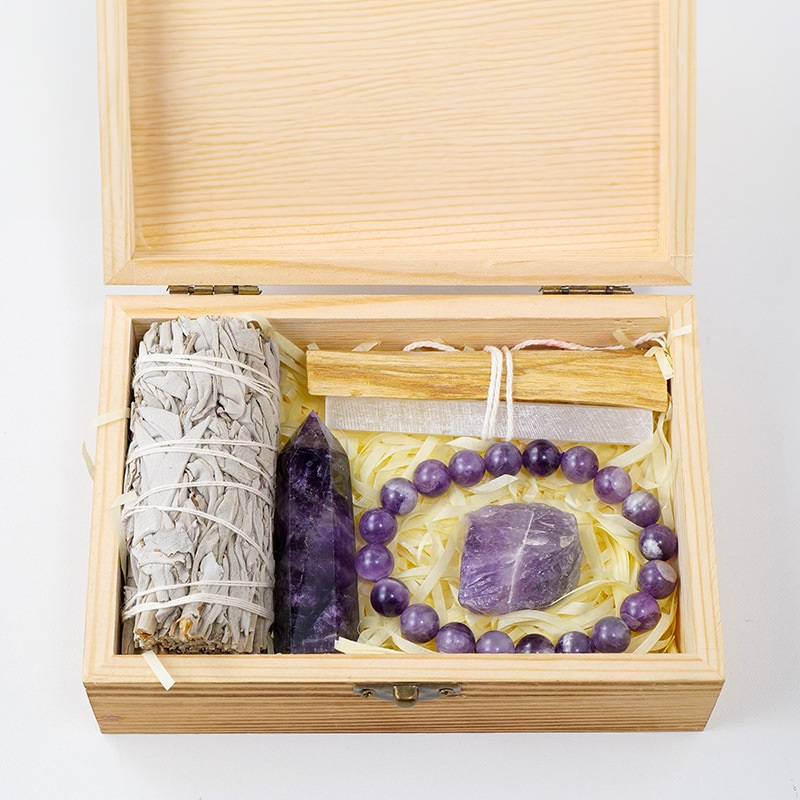 Natural Crystal Amethyst Gift Box  Souvenir