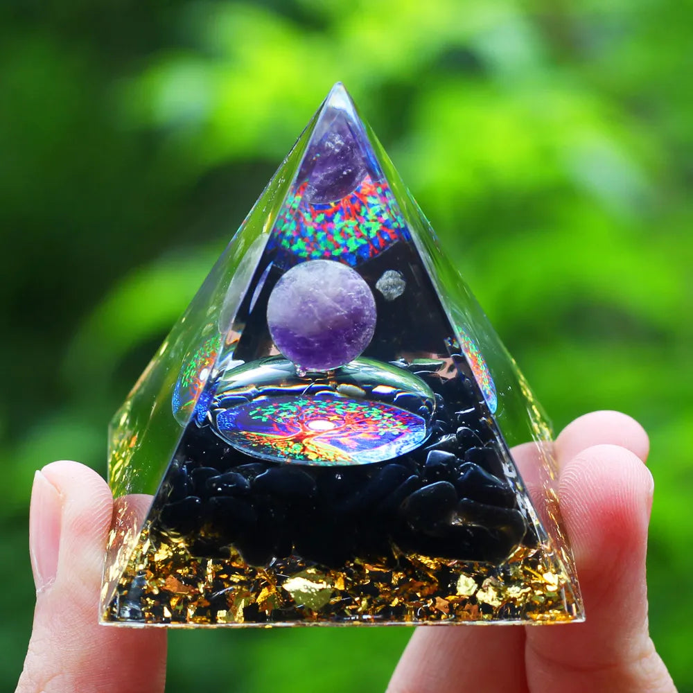 Crystals Stone Pyramid Energy Generator