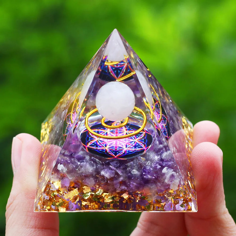 Crystals Stone Pyramid Energy Generator