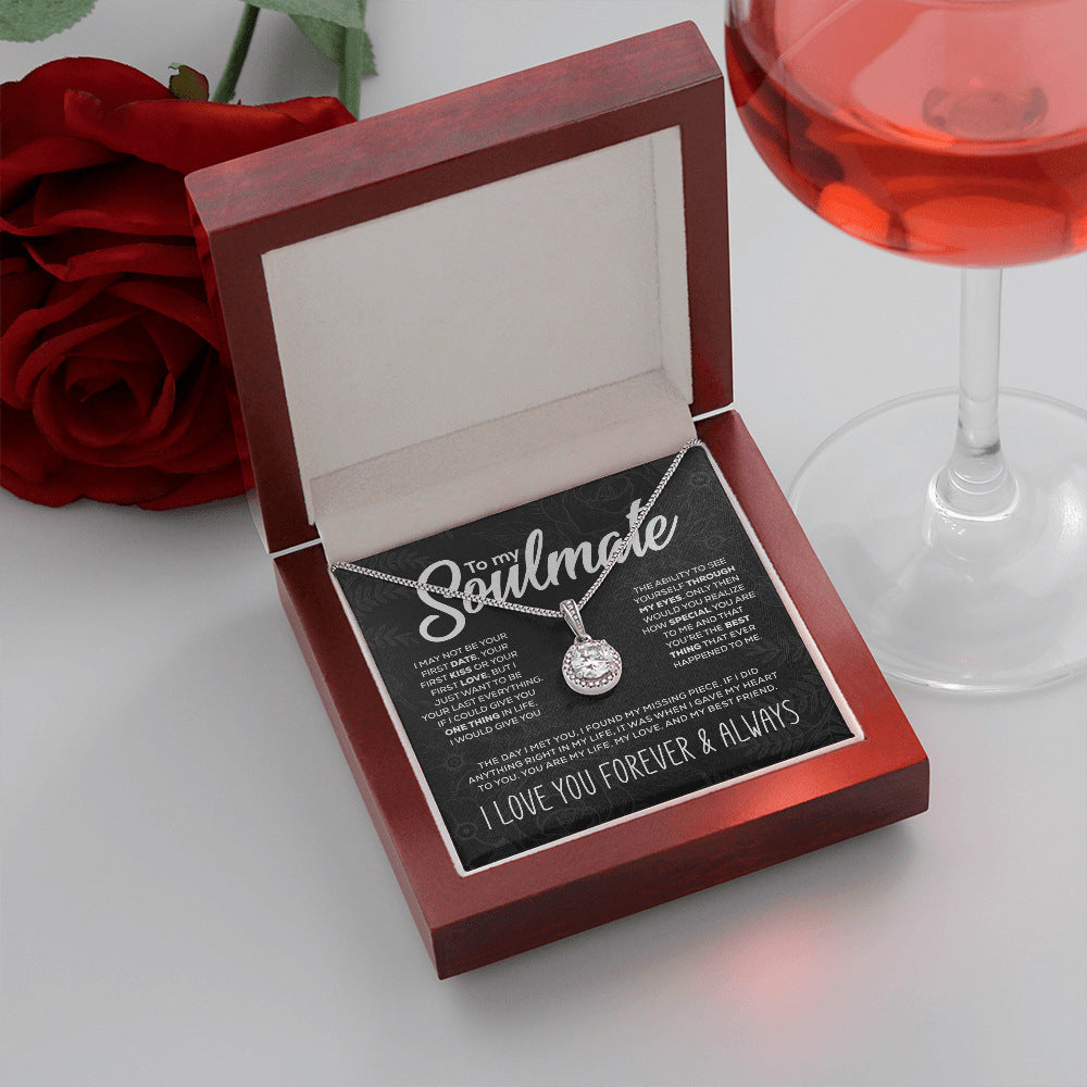 Personalized Necklace with Round Zircon Pendant in Luxury Gift Box