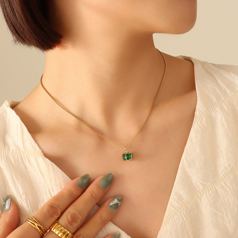 Green Zircon Necklace and Earrings