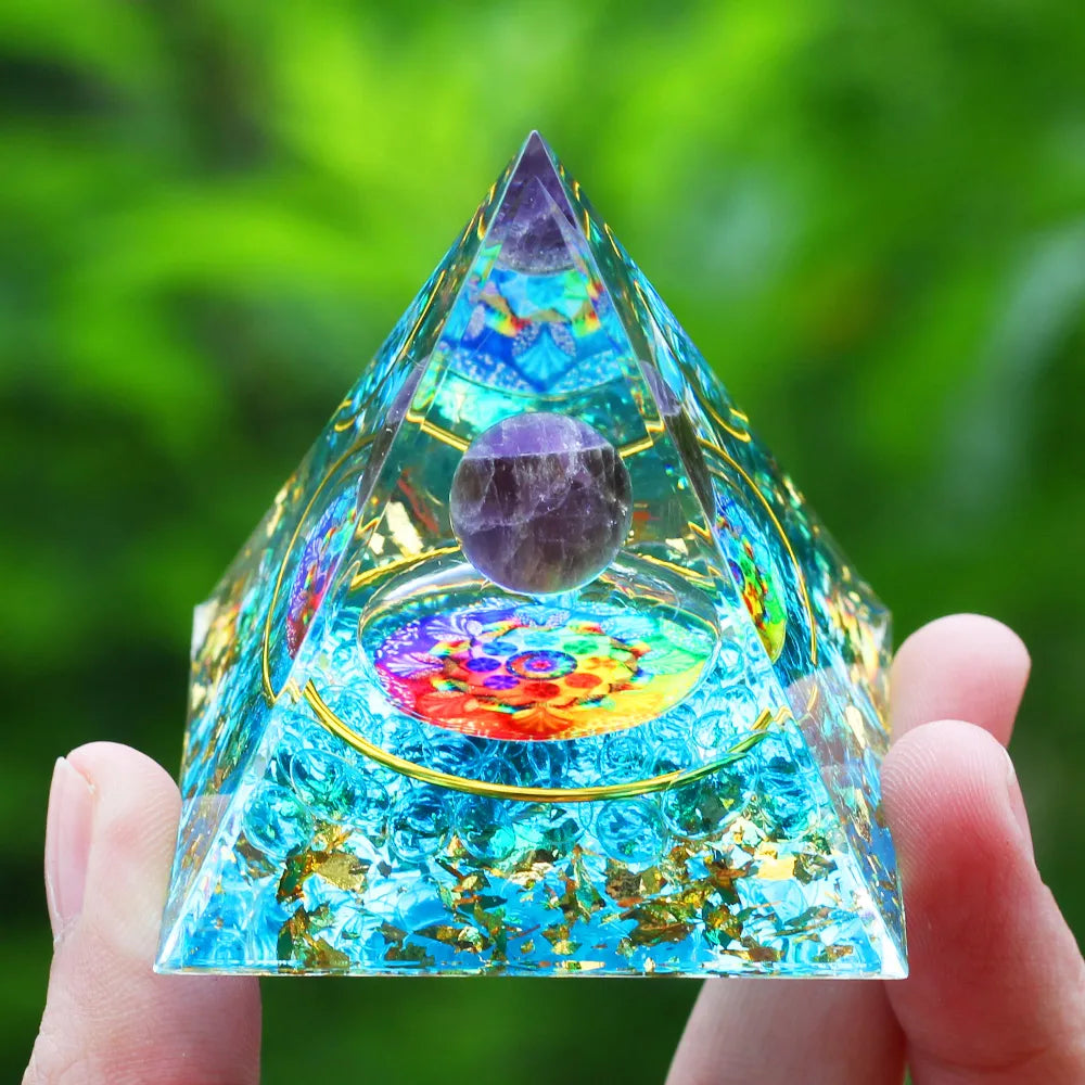 Crystals Stone Pyramid Energy Generator