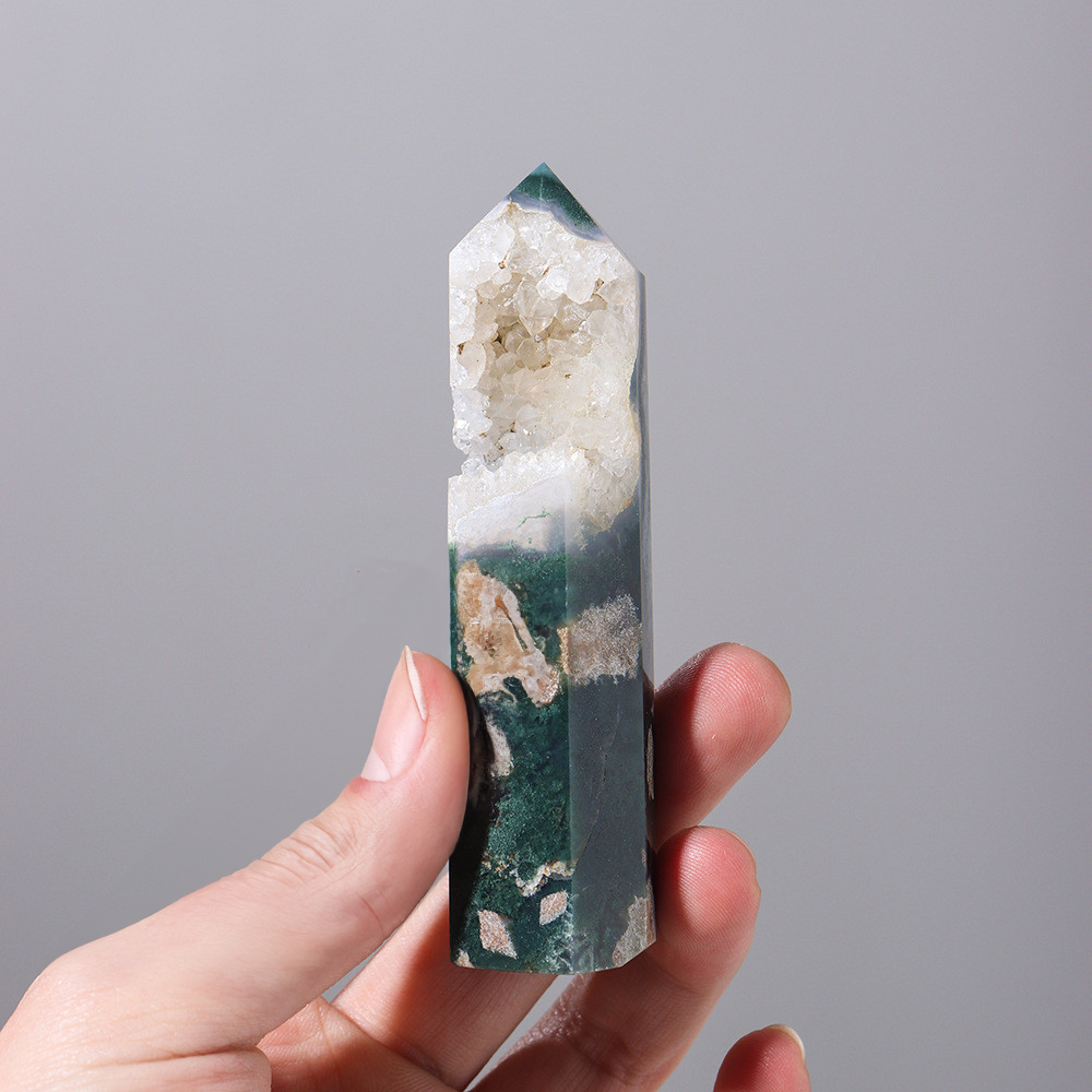 Homedecor - Crystal Green Agate Hole Column