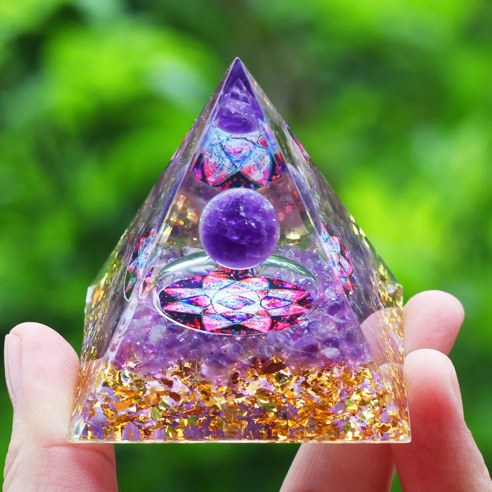 Crystals Stone Pyramid Energy Generator