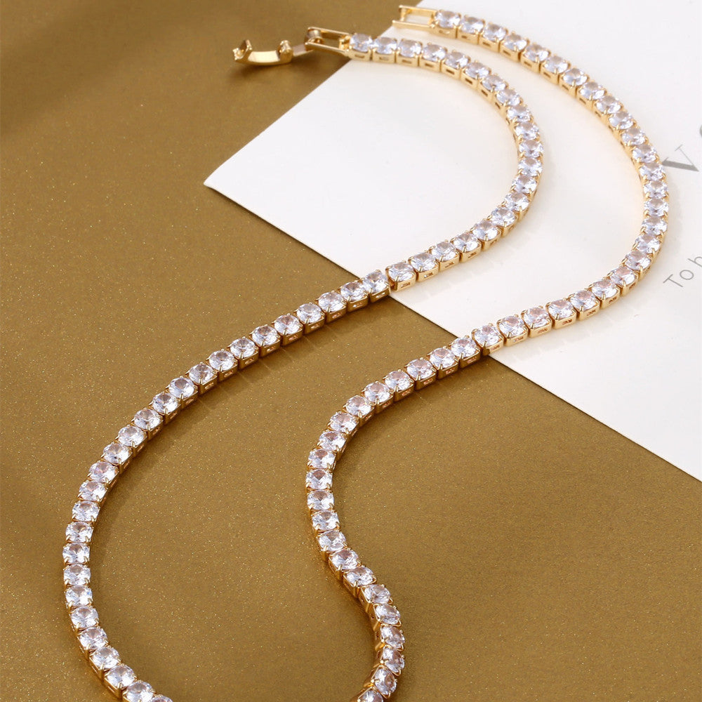 Unisex Tennis Chain Necklace with Dazzling Zircon Stones