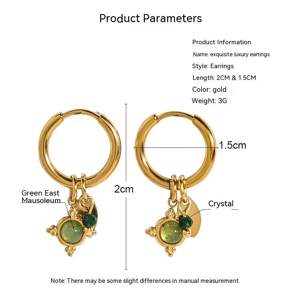 Aventurine Natural Stone Pendant 18K Gold Plated Earrings