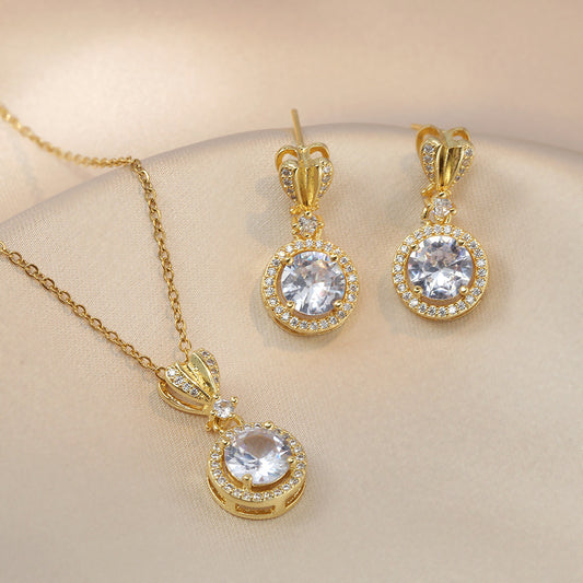 Zircon Set Necklace and Earrings