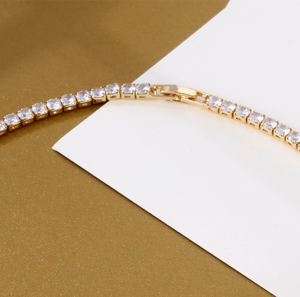 Unisex Tennis Chain Necklace with Dazzling Zircon Stones