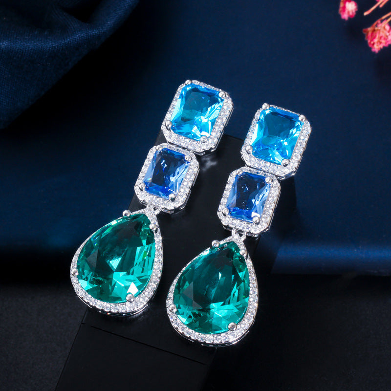 Zircon and Glass Stone Earrings