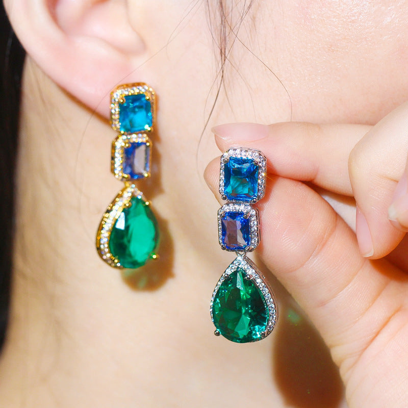 Zircon and Glass Stone Earrings