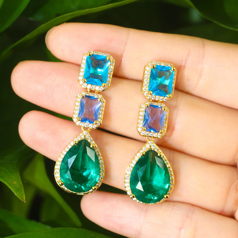 Zircon and Glass Stone Earrings