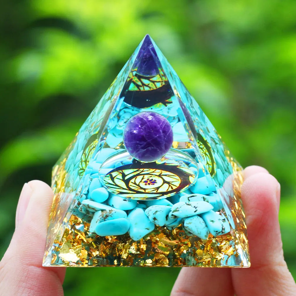 Crystals Stone Pyramid Energy Generator