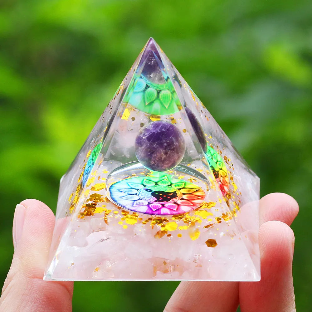 Crystals Stone Pyramid Energy Generator