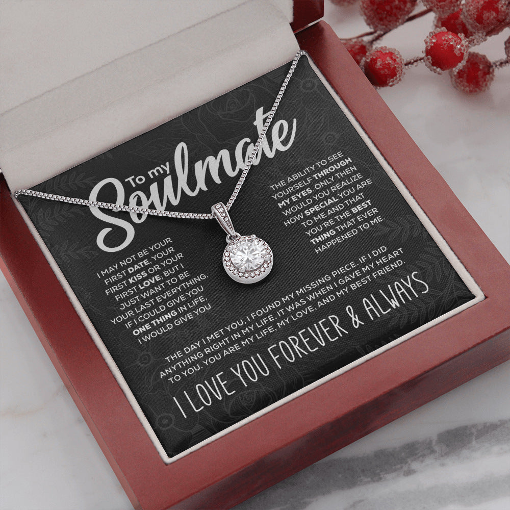 Personalized Necklace with Round Zircon Pendant in Luxury Gift Box