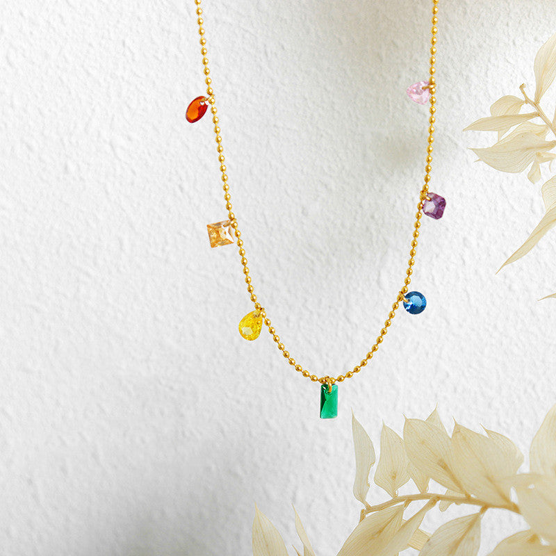 Elegant Rainbow Zircon Stones Jewelry Set – Minimalistic Charm