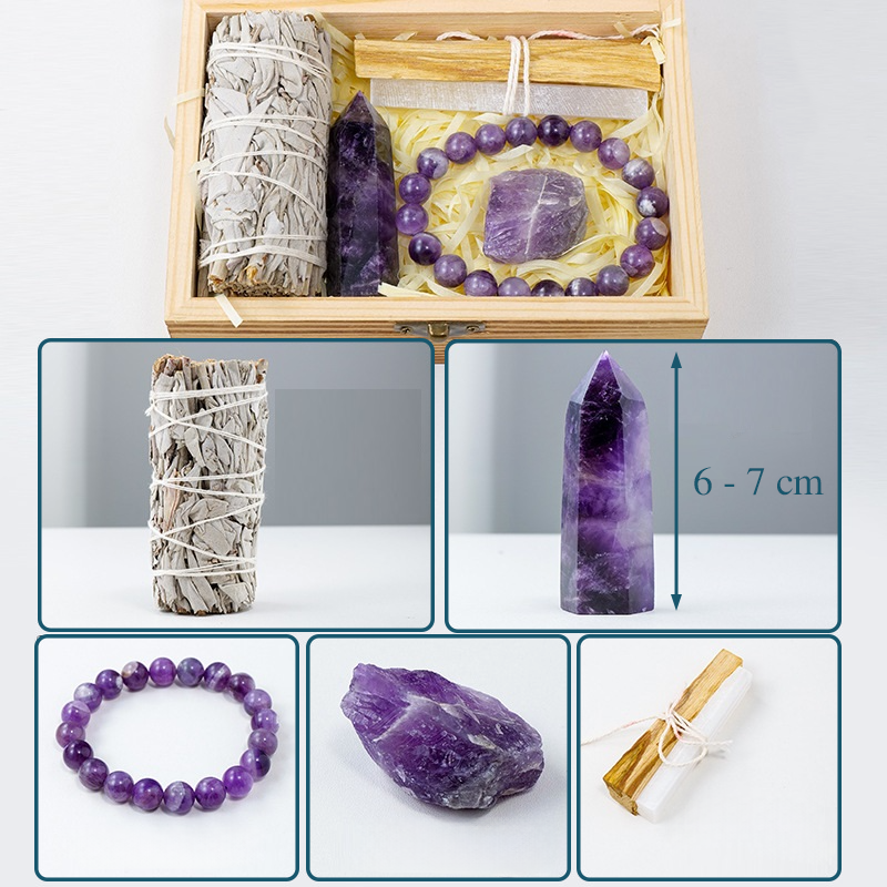 Natural Crystal Amethyst Gift Box  Souvenir