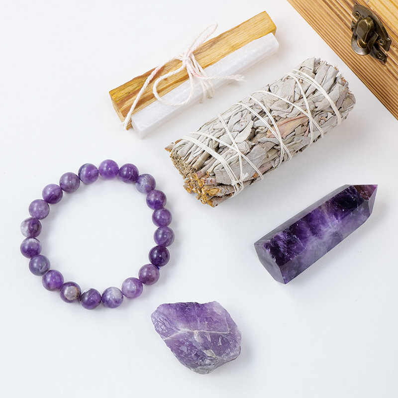 Natural Crystal Amethyst Gift Box  Souvenir