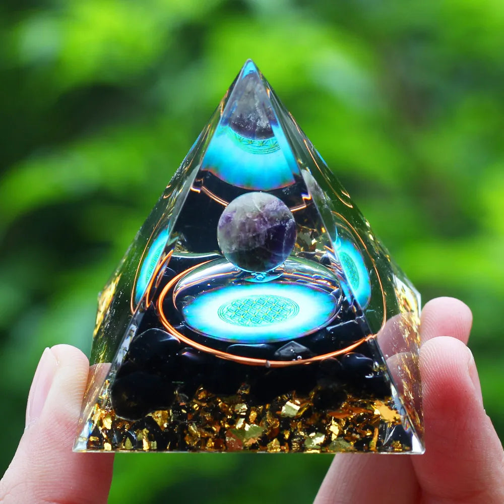 Crystals Stone Pyramid Energy Generator