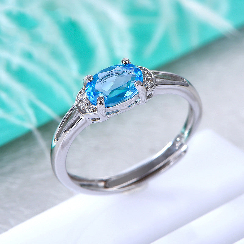 Ring - Aquamarine & Topaz and Crystal Elegance