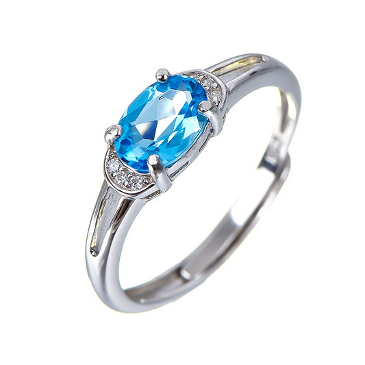 Ring - Aquamarine & Topaz and Crystal Elegance