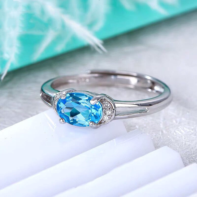 Ring - Aquamarine & Topaz and Crystal Elegance