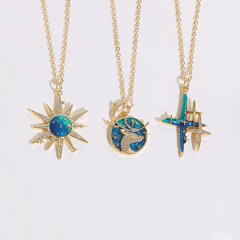 Zircon Necklace - Deer, Sun & Star Jewelry